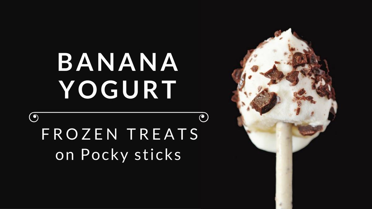 'Video thumbnail for Banana Yogurt Frozen Treats on Pocky Sticks'