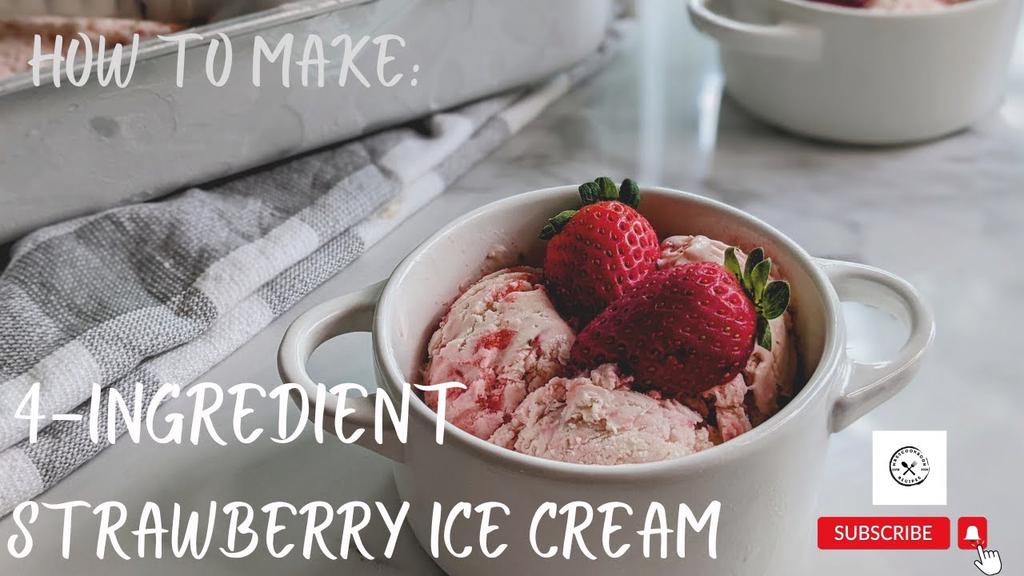 'Video thumbnail for 4-ingredient Strawberry Ice Cream | EGGLESS | NO Ice Cream Machine is required'