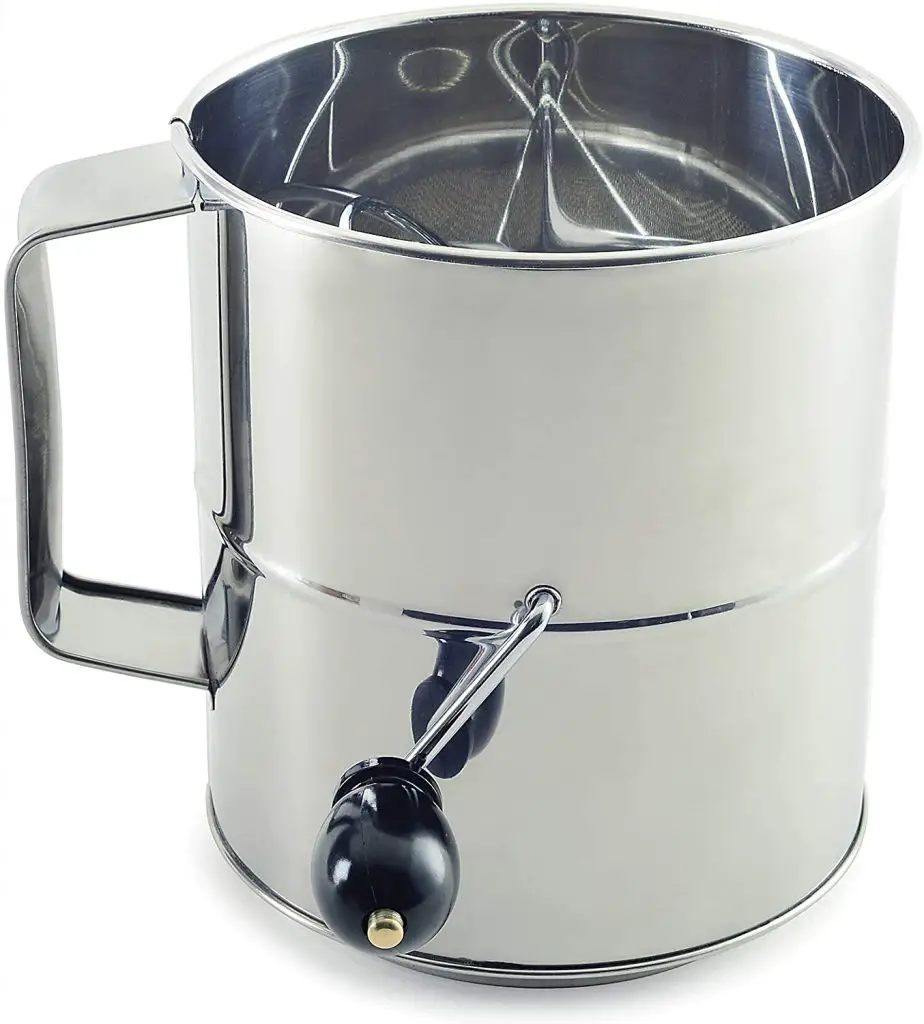 best flour sifter:  Norpro Polished Hand Crank Sifter