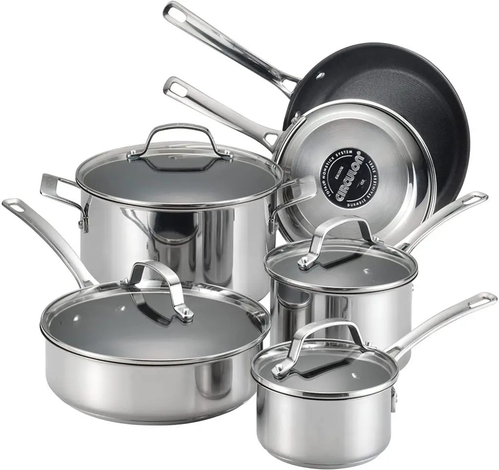 Best Nonstick Induction Cookware : Circulon Genesis Stainless Steel Nonstick Induction Ready Set