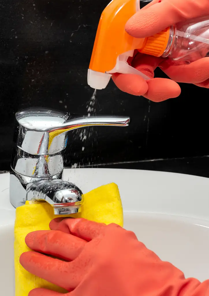 clean kitchen faucet  with vinegar