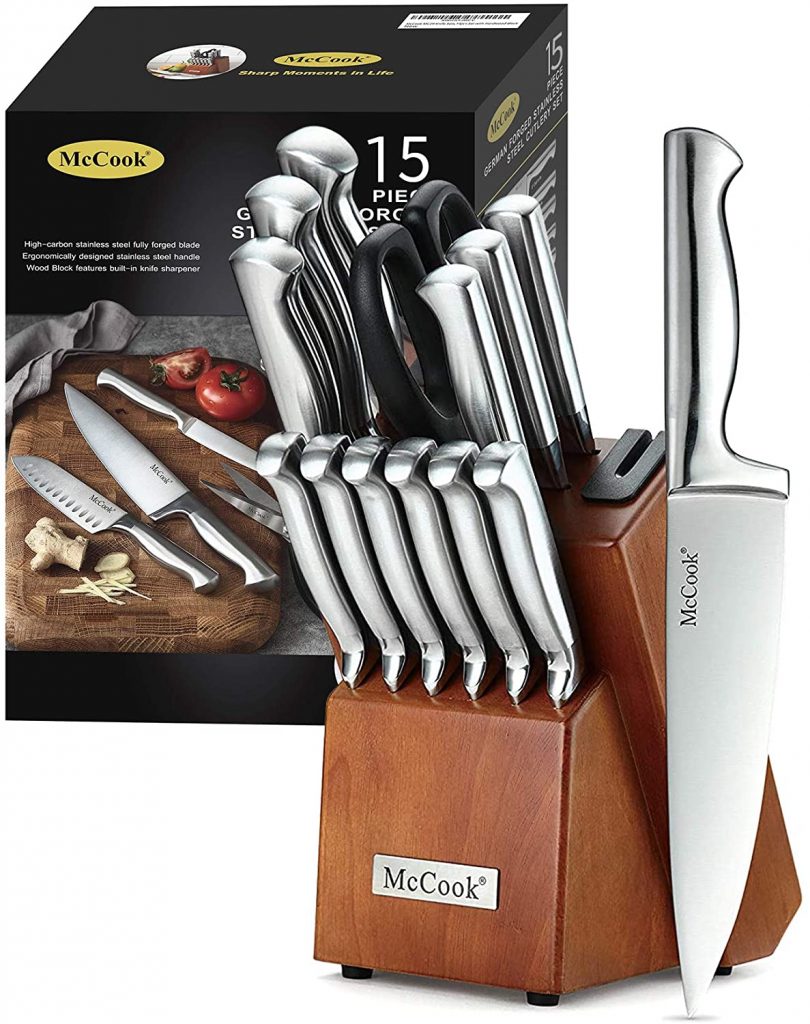 McCook MC29 Knife Sets 15 Piece German Stainless Steel Kitchen Knife Block Set